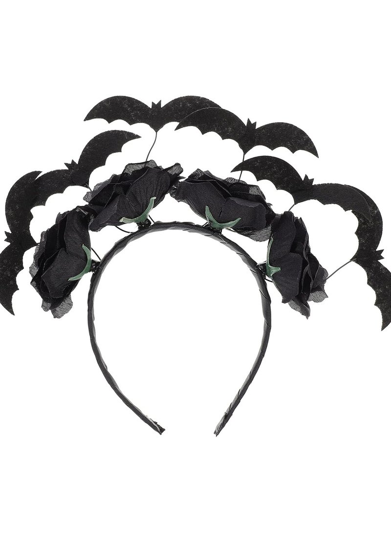 GGOOT Halloween Headbands Hair Hoop Black Flower Bat Head Band Bat Headdress Halloween Masquerade Party Cosplay Props Headwear  - Image 1
