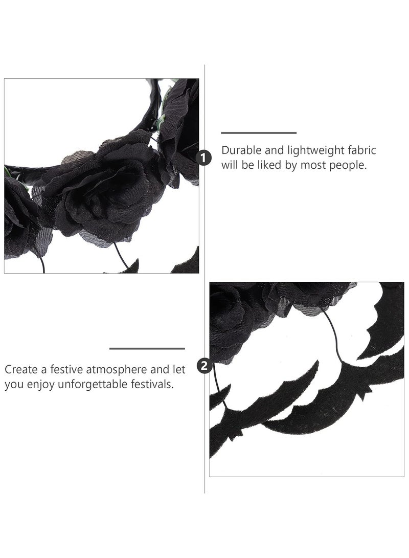 GGOOT Halloween Headbands Hair Hoop Black Flower Bat Head Band Bat Headdress Halloween Masquerade Party Cosplay Props Headwear  - Image 2