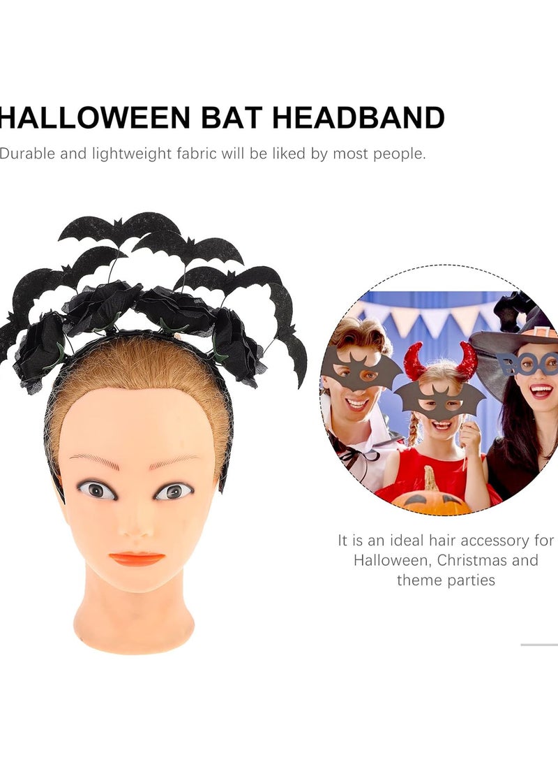 GGOOT Halloween Headbands Hair Hoop Black Flower Bat Head Band Bat Headdress Halloween Masquerade Party Cosplay Props Headwear  - Image 3