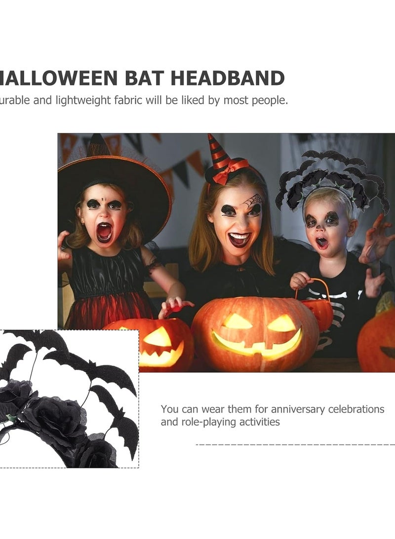 GGOOT Halloween Headbands Hair Hoop Black Flower Bat Head Band Bat Headdress Halloween Masquerade Party Cosplay Props Headwear  - Image 5