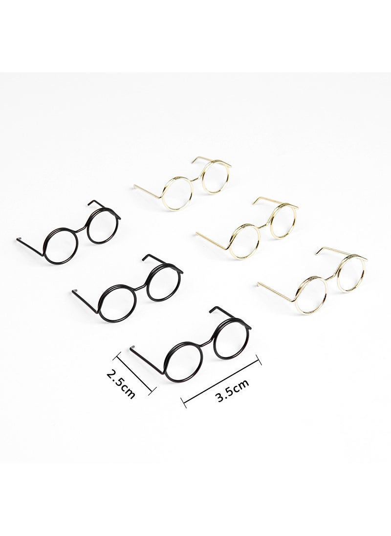 Arabest DIY Twist Stick Dog Scarf Glasses Toy Spectacle frame (gold 3, black 3)