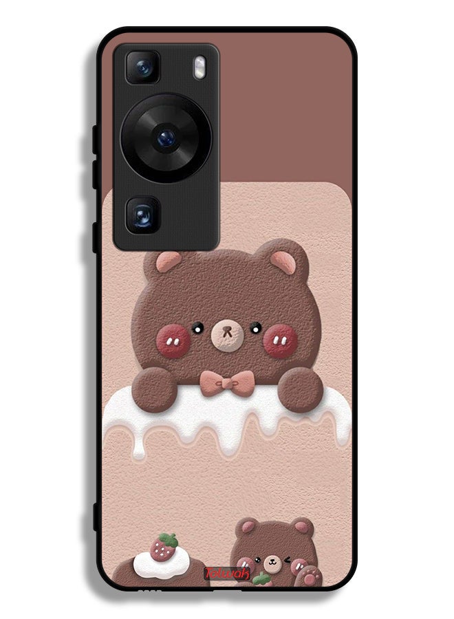Tolwak غطاء واقي لهاتف هواوي P60 بتصميم دب وفراولة - Image 1