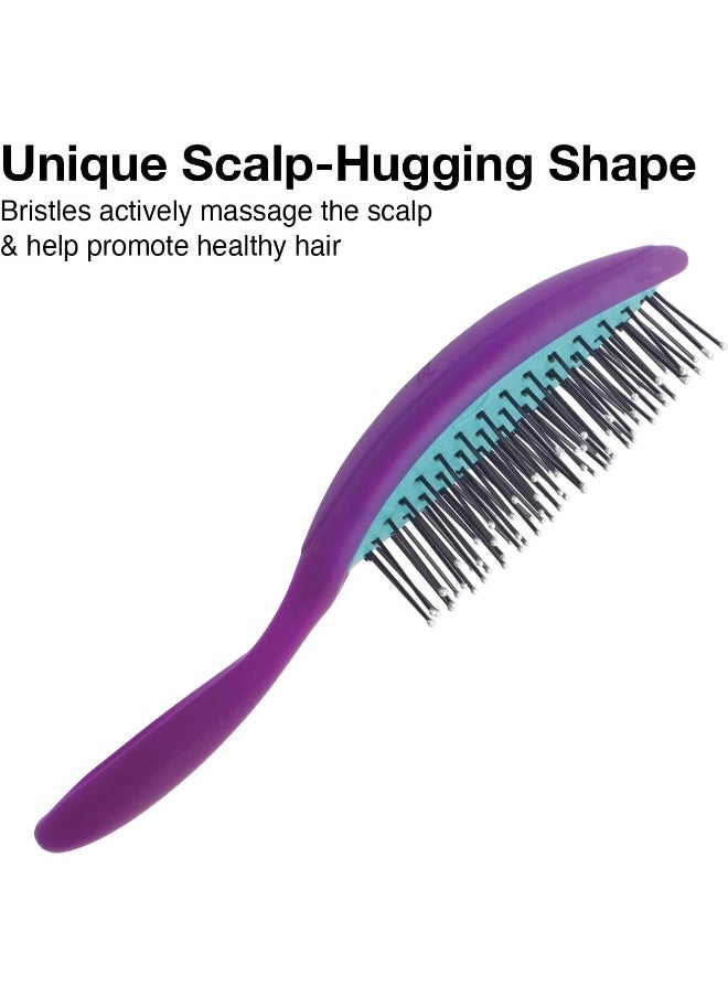 Og Brush Detangler, Pocket-Size, Perfect For Travel And On-The-Go, Removable Cushion, Scalp Hugging Shape Massages The Scalp, For Wet Or Dry Hair, For Women, Men And Children, Purple