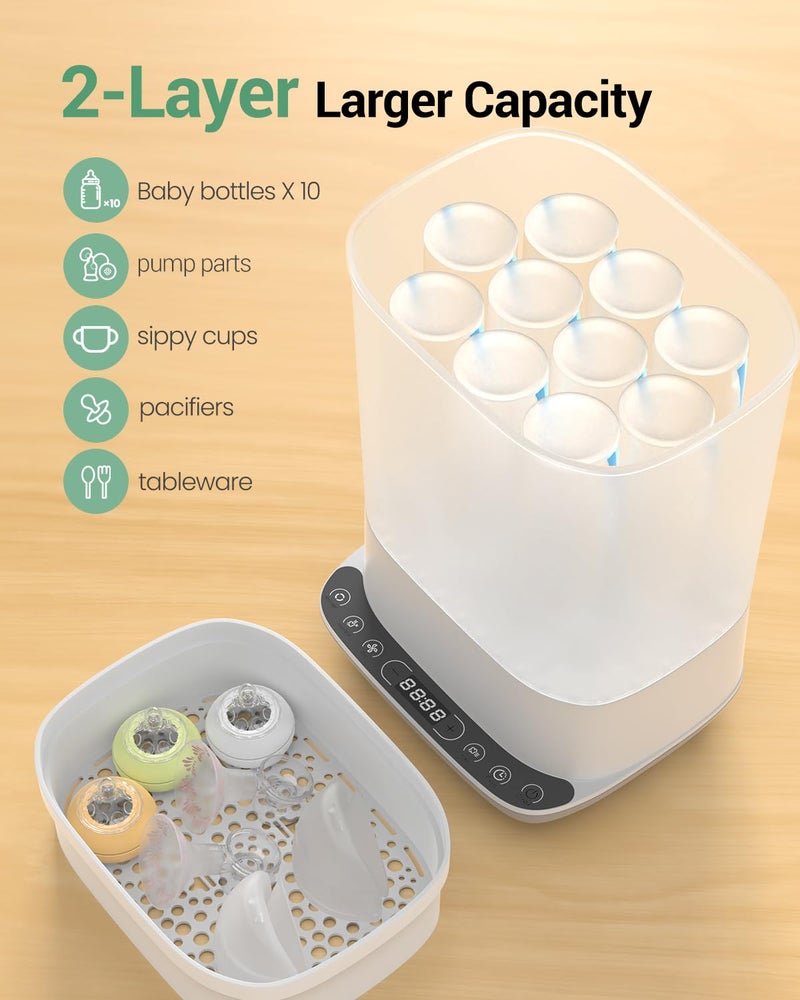HAUTURE Bottle Sterilizer and Dryer, 6-in-1 Baby Bottle Sterilizer (Esterilizador de Biberones), 10 Bottles Capacity, Electric Steam Bottle Sanitizer for Baby Bottles, Breast Pump Parts & Pacifiers - Image 4