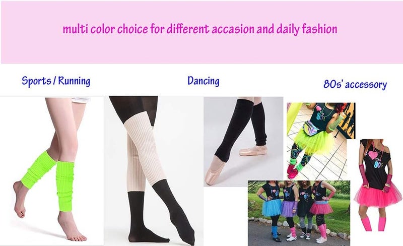 Chung Women Juniors Knitted Leg Warmers 16" Neon Party Dance Sports Fitness Halloween Accessory Pack of 1/2/3 - Image 4