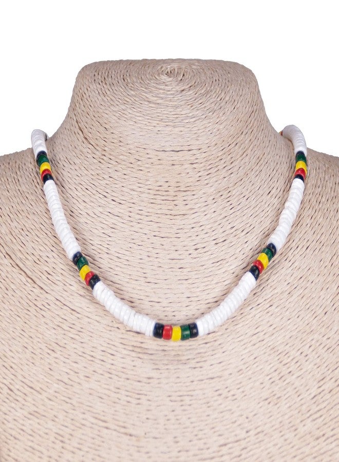BlueRica Puka Shell and Coconut Shell Beads Necklace and Anklet, Rasta Jewelry Set - Image 3
