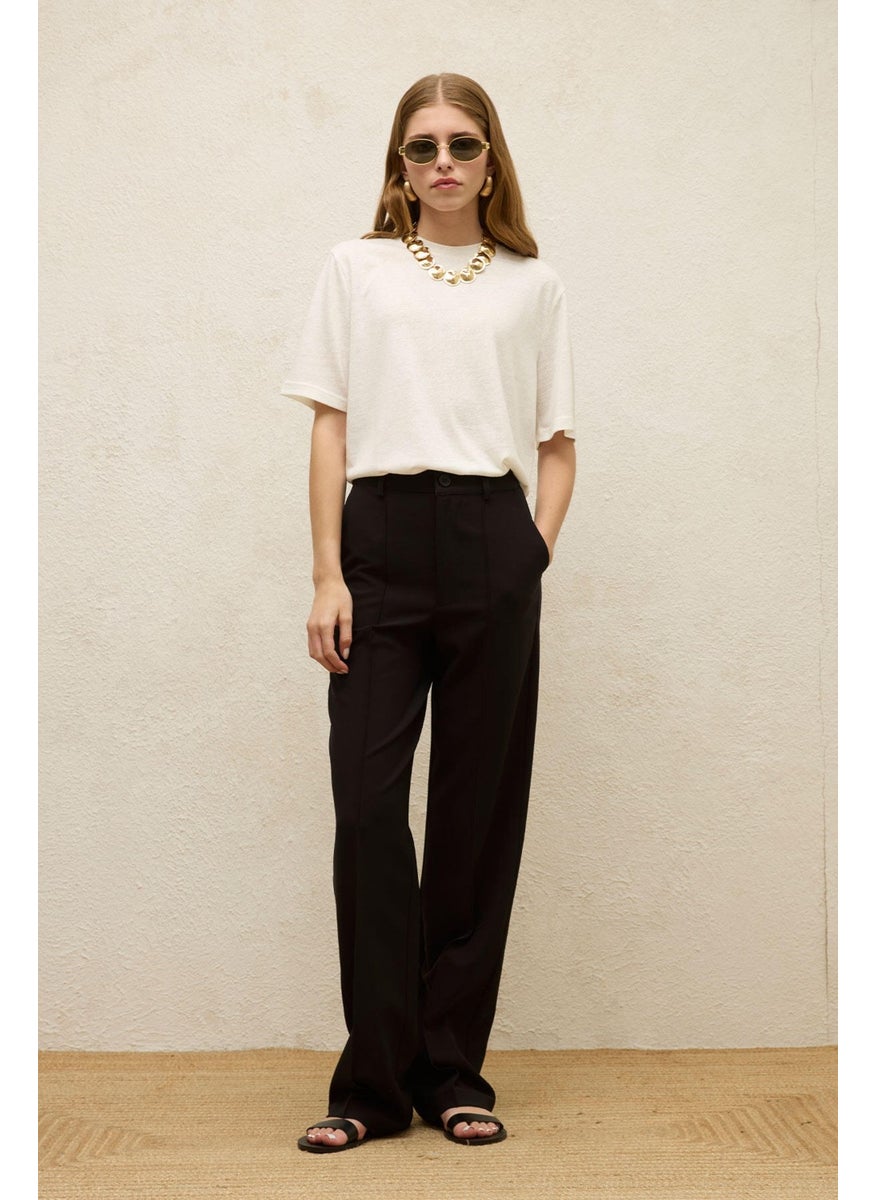 Manuka - Front Seam Straight Trousers Black - Image 1