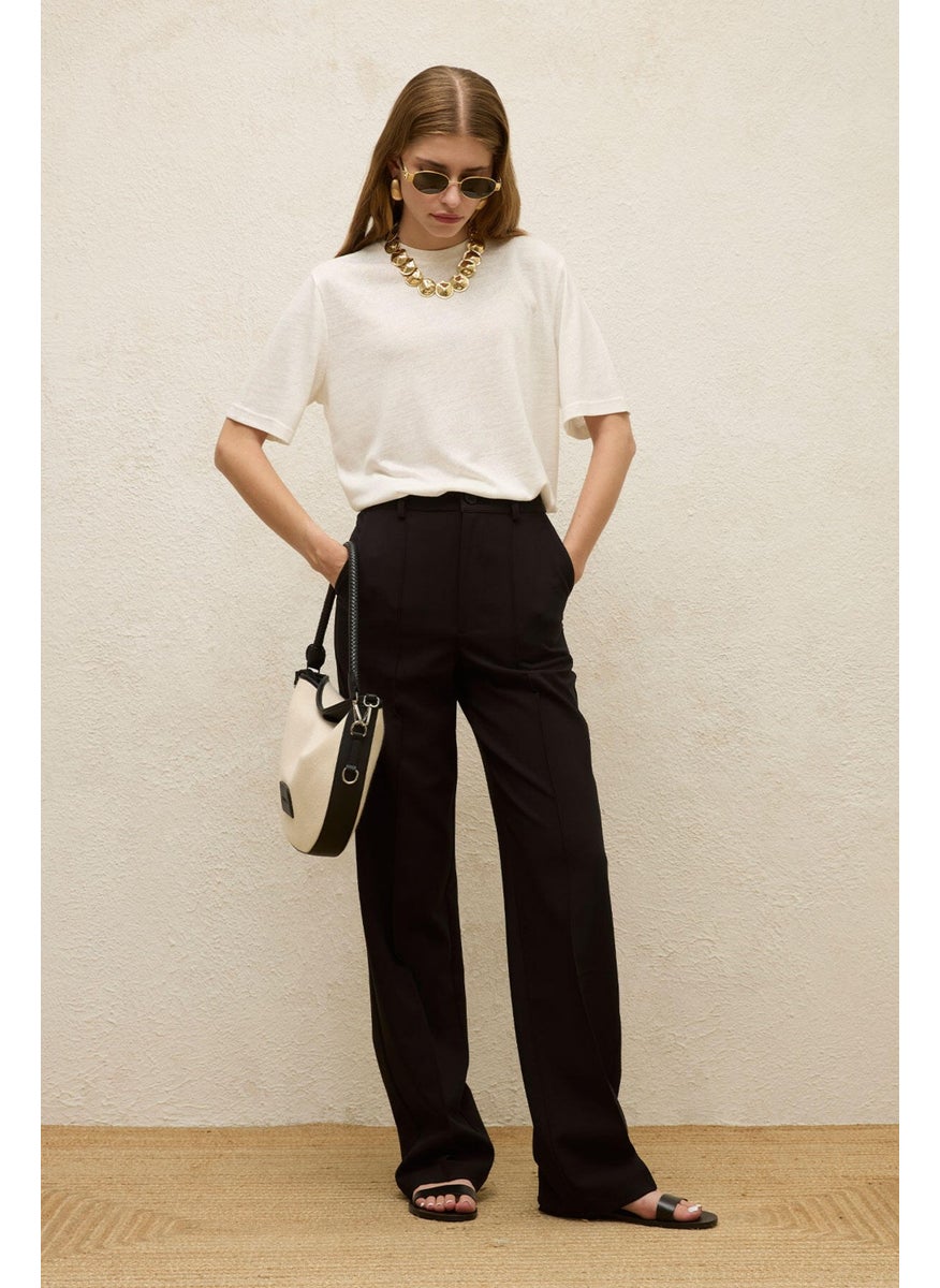 Manuka - Front Seam Straight Trousers Black - Image 1