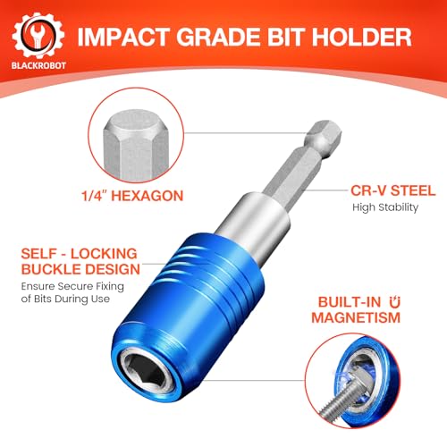 BLACKROBOT 2-Piece Magnetic Quick Change Impact Bit Holder, 2.5-Inch Drill Bit Extension for 1/4" Hex Drives, Ideal for Screwdriver Bits, Nuts, Drills and Socket Driver Adapters - Image 3