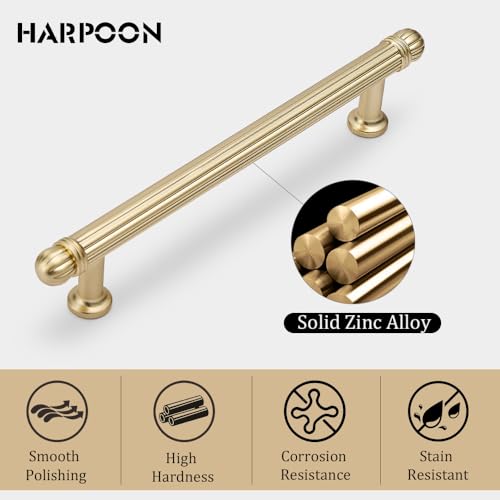 HARPOON 10 Pack Kitchen Cabinet Handles,Vintage Cabinet Bar Pulls, Drawer Handles Classic Home Hardware, 5 inch Hole Center, Antique Brass - Image 4