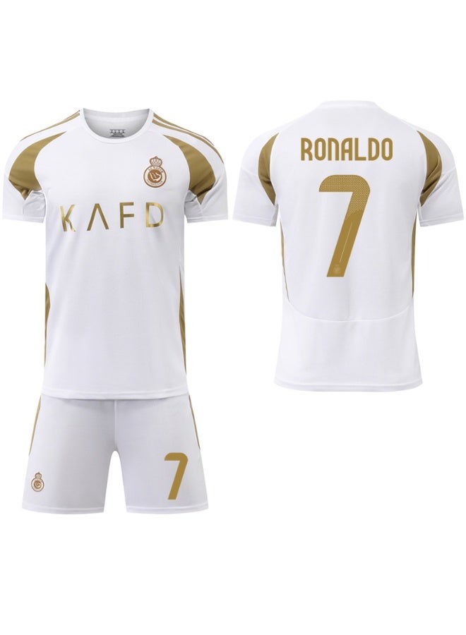 2024-2025 Riyadh Victory Two Away Football Set #7 Cristiano Ronaldo football Jersey Shorts Gift Set Children's Size and adult Size, a gift for fans and friends - Image 1