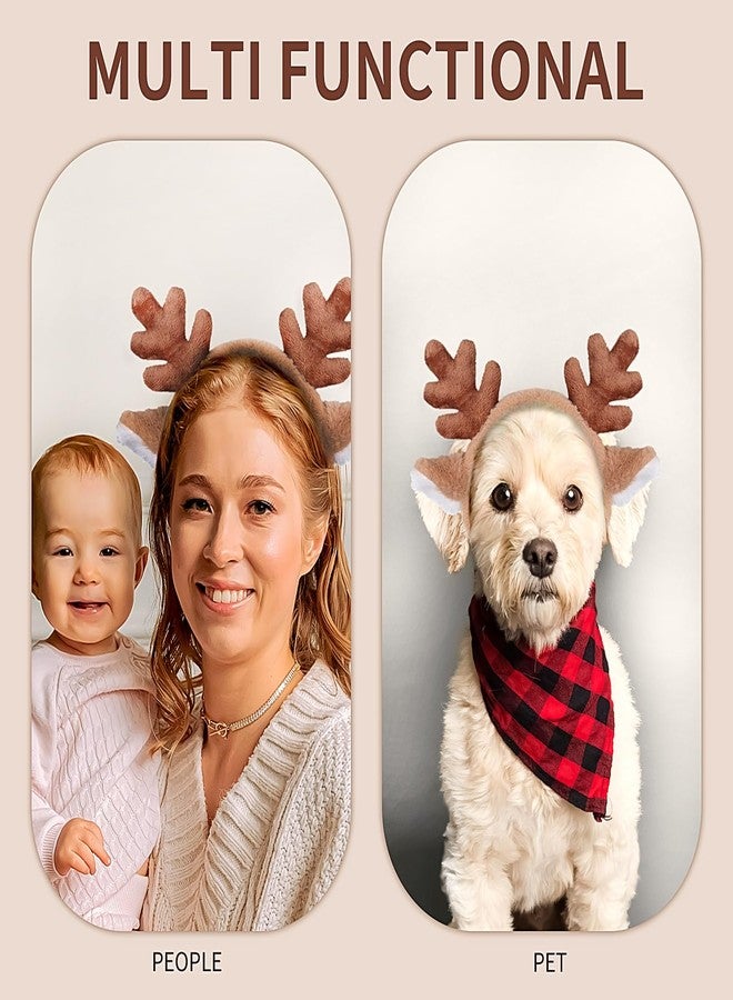 Doneace Reindeer Antlers Headband Christmas Headbands for Women Cute Animal Ears Hairband Fluffy Realistic Deer Antlers Hair Hoop for Winter Xmas Hair Accessory Festival New Year Party Headwear 1PCS (Brown) - Image 4