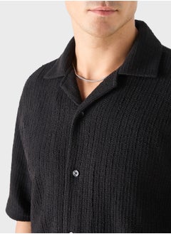 Iconic Iconic Relaxed Fit Textured Shirt with Short Sleev  - Image 3