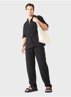 Iconic Iconic Relaxed Fit Textured Shirt with Short Sleev  - Image 4