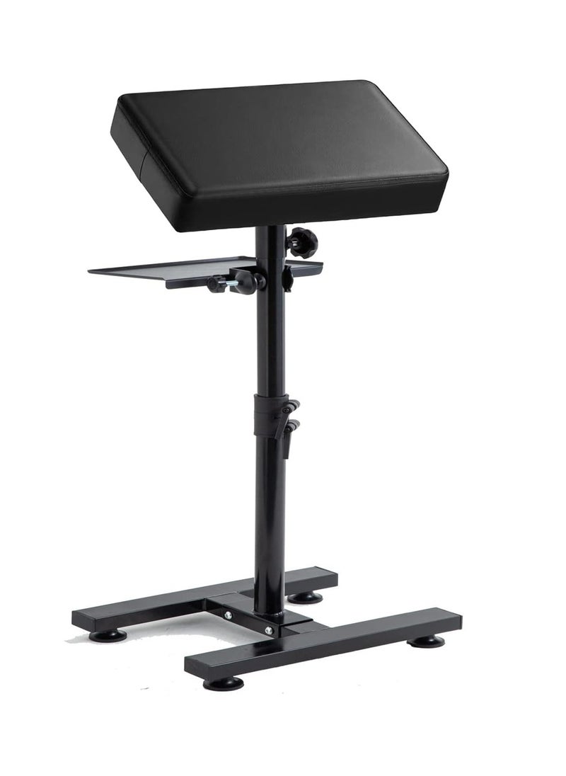 bikurpia - Tattoo Armrest Stand Legrest Bracket, Tattoo Arm Rest with Non-Slip Base, Height Adjustable, Tiltable, Thickened Black Leather Cushion with Tattoo Supplies Storage Panel - Image 1