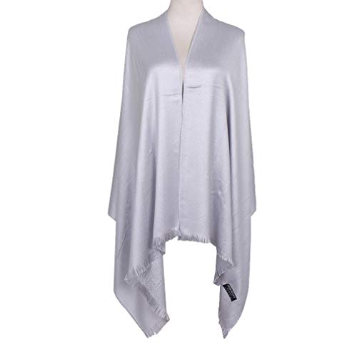 LMVERNA Women's Sparkling Metallic Silk Thread Soft Pashmina Large Shawls and Wraps Scarf for Evening Dresses(Silver) - Image 3