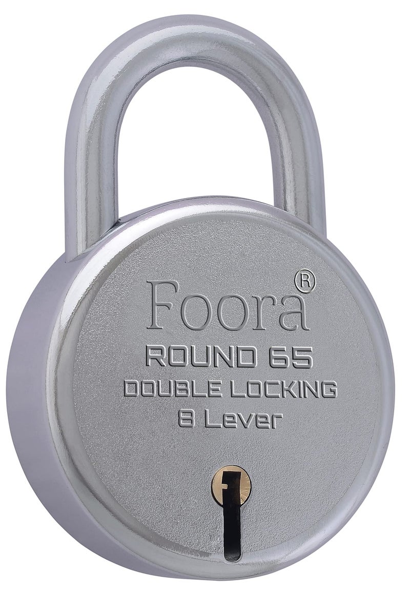 Foora Lock and Keys Door Lock for Home Round 65mm with 5 Keys Each Double Locking 8 Lever gate, Shop Shutter (Round 65mm Pack of 5) - Image 3