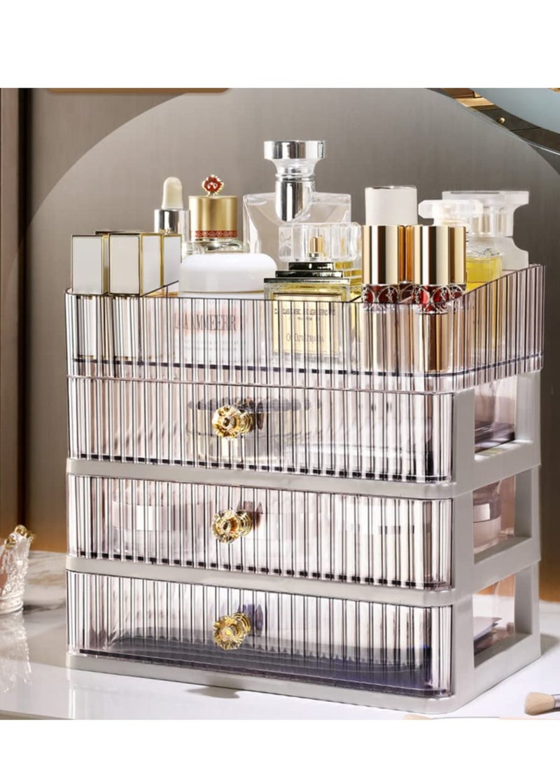 MIXDE Skincare Organizer Makeup Organizer with 3 Large Drawers Countertop Organizer for Cosmetics Ideal for Bathroom and Bedroom Vanity Countertops Desk Storage Holder for Lipstick Brushes and Nail Polish  - Image 2