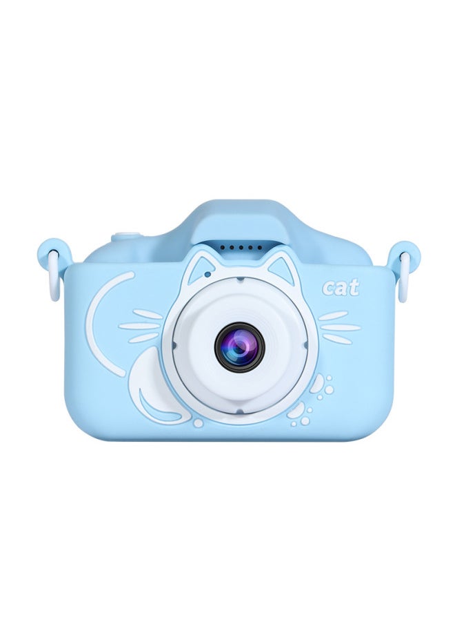Children's Digital Small SLR Camera Front And Back HD Double-camera Cartoon Mini Camera-Color:H5 Blue Cat  - Image 1