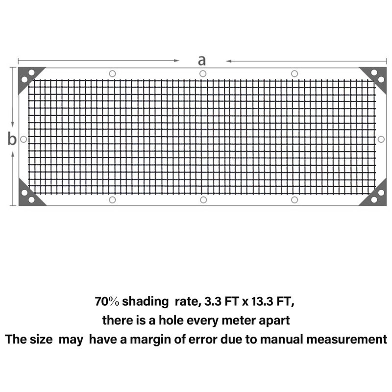 Winemana 70% Black Shade Cloth  3.3 X 13.3 Ft Mesh Tarp For Garden Greenhouse Patio  Plants Heat Protection  Outdoor Sun Shade Cover  Resistant Netting Screen With Grommets For Growing Chicken Coop - Image 3