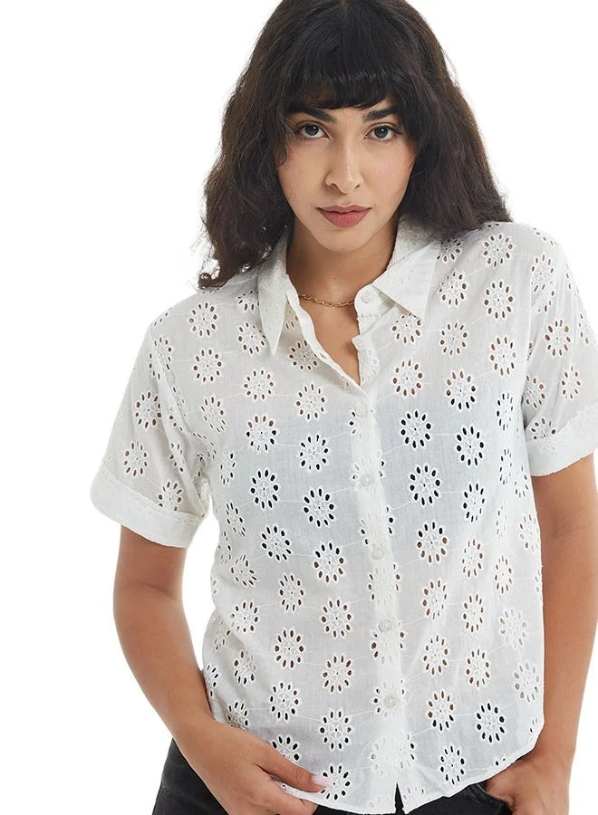 ASHARAE Women's Short Sleeve Button Down Shirt Comfortable Material, Breathable Daily Wear, Casual Fashion Outfit, Special Occasion Outfit, Trendy & Chic Apparel