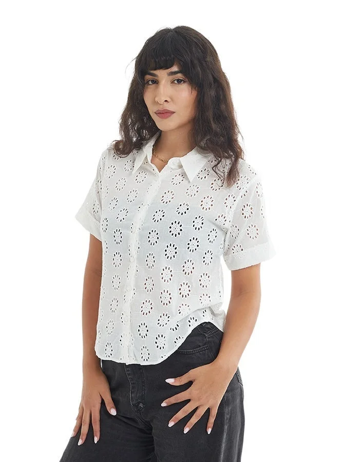 ASHARAE Women's Short Sleeve Button Down Shirt Comfortable Material, Breathable Daily Wear, Casual Fashion Outfit, Special Occasion Outfit, Trendy & Chic Apparel