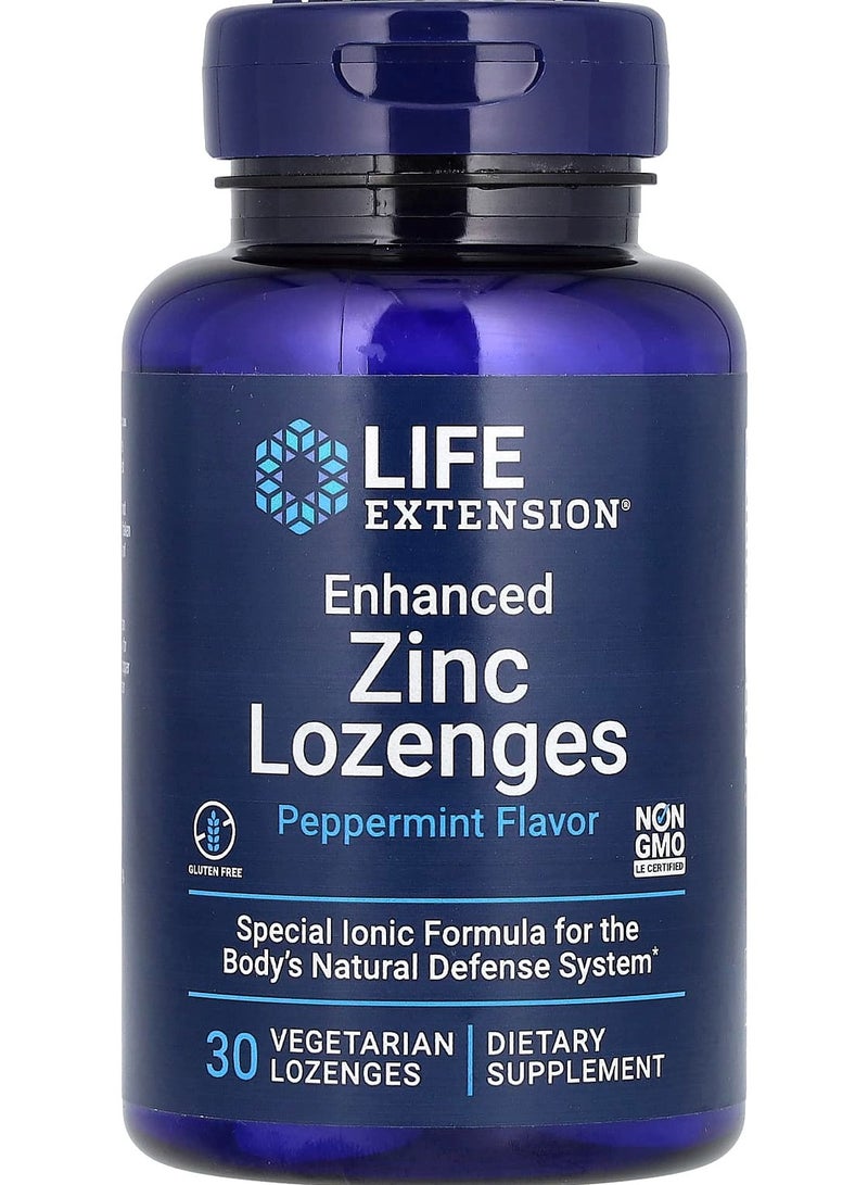 Enhanced Zinc Lozenges, Peppermint, 30 Vegetarian Lozenges