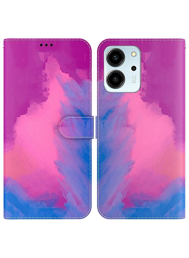 اس-توب جراب هاتف Honor 80 SE بنمط ألوان مائية من الجلد القابل للطي - Image 1