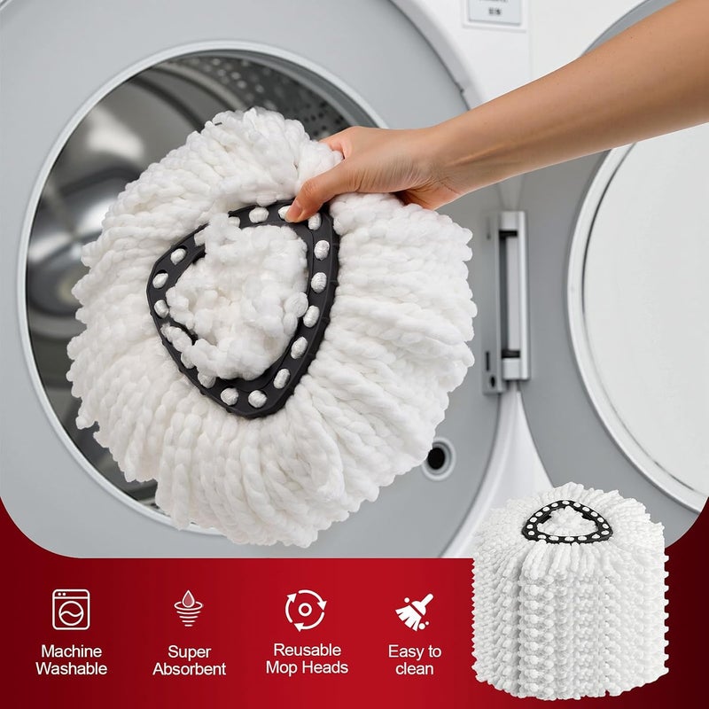 20 قطعة من رؤوس الممسحة الدوارة البديلة لنظام EasyWrin ذو الخزان الواحد، 100% ألياف دقيقة، رؤوس ممسحة دوارة 360 درجة، رأس ممسحة بديل لتنظيف الأرضيات بسهولة - Image 4