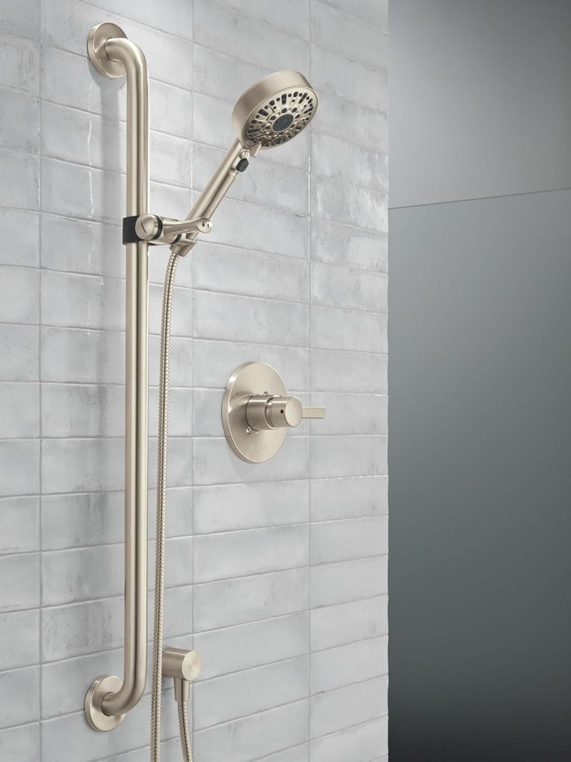 Peerless Peerless PTT24347BN 6Setting Slide Bar Hand Shower and SingleFunction Valve Trim Brushed Nickel Shower System Hand Held Shower with Hose Shower Valve Kit  - Image 5