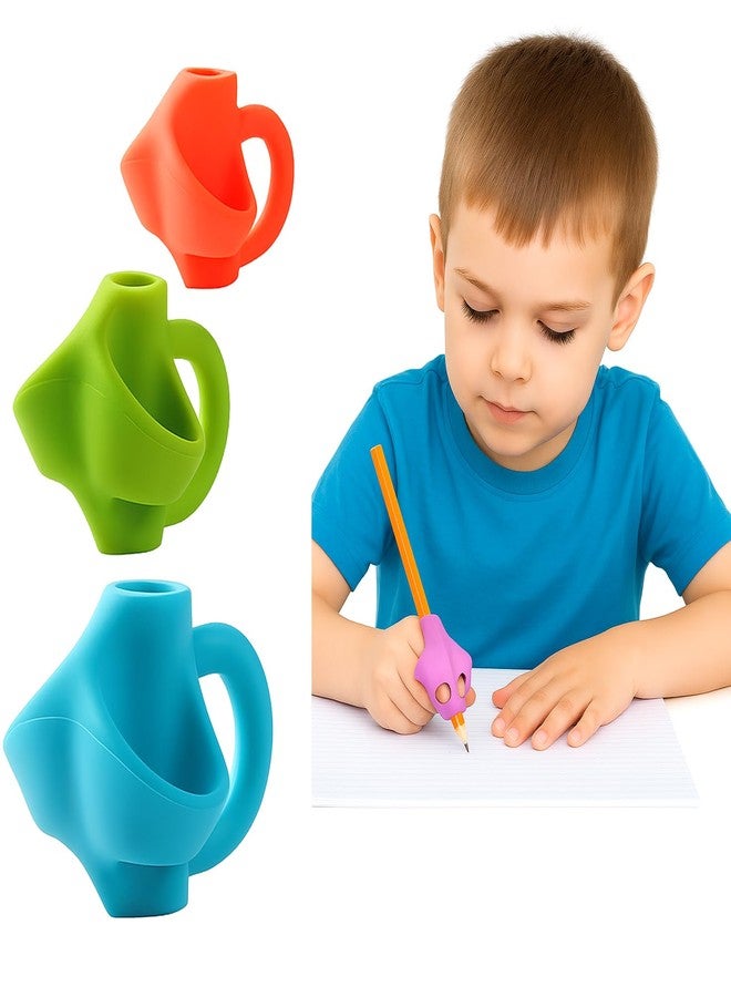YTM Ergonomic Pencil Grips for Kids, Multicolor Silicone Writing Aid, 2-Piece Set, Posture Correction Tool for Special Needs Children, Handwriting Support with Finger Cushion - Image 1
