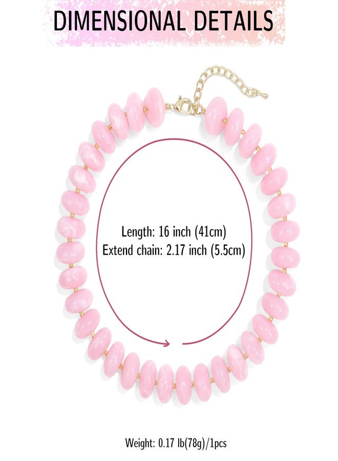 Elegance 11 designs Pink Chunky Beaded Necklace for Women,Thick Acrylic Disc Bead Choker Statement Necklace Cute Trendy Necklaces Jewelry Gifts for Women - Image 2
