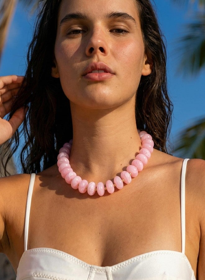 Elegance 11 designs Pink Chunky Beaded Necklace for Women,Thick Acrylic Disc Bead Choker Statement Necklace Cute Trendy Necklaces Jewelry Gifts for Women - Image 4