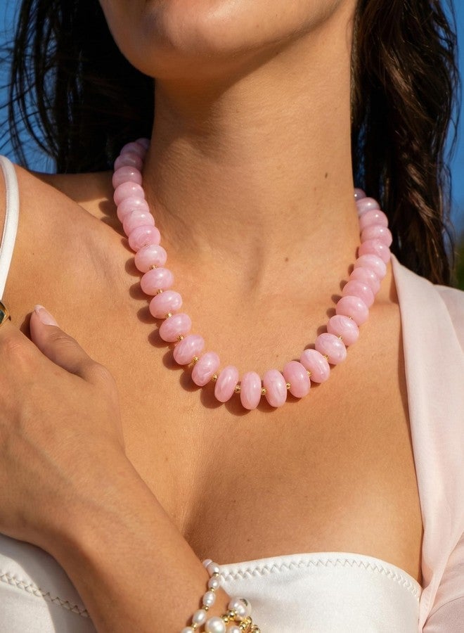 Elegance 11 designs Pink Chunky Beaded Necklace for Women,Thick Acrylic Disc Bead Choker Statement Necklace Cute Trendy Necklaces Jewelry Gifts for Women - Image 3
