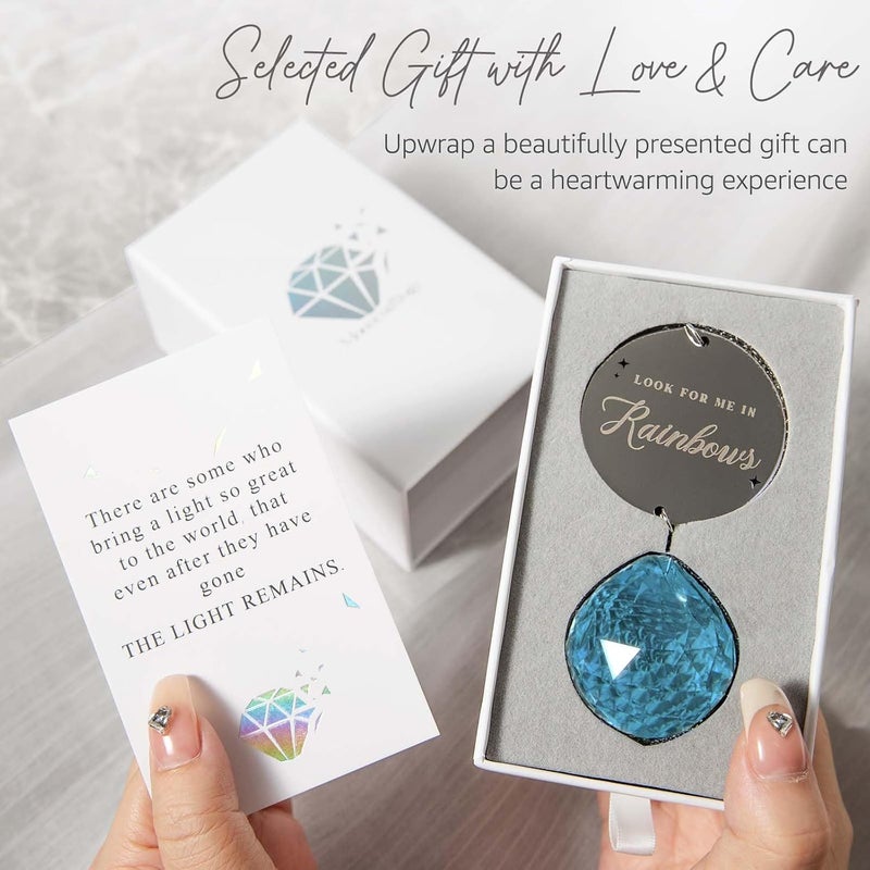 Mooncraftlogy Memorial Gifts for Loss of Loved One, Unique Sympathy Gift Idea Sky Blue Crystal Ball Window Suncatcher, Rainbow Bereavement Grief Gift Box for Loss of Mother Father Husband Son Daughter Dog - Image 3