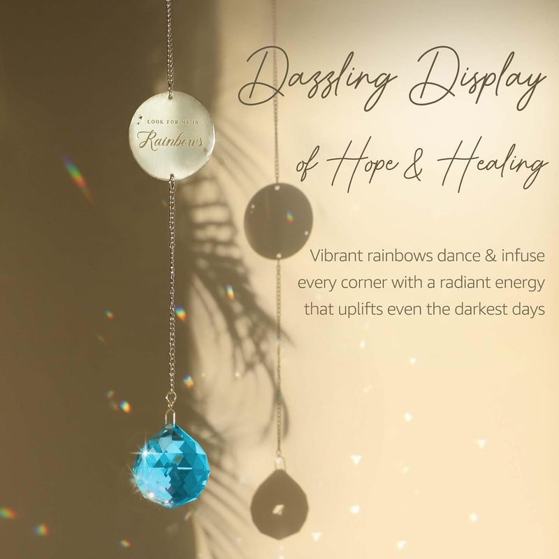 Mooncraftlogy Memorial Gifts for Loss of Loved One, Unique Sympathy Gift Idea Sky Blue Crystal Ball Window Suncatcher, Rainbow Bereavement Grief Gift Box for Loss of Mother Father Husband Son Daughter Dog - Image 4