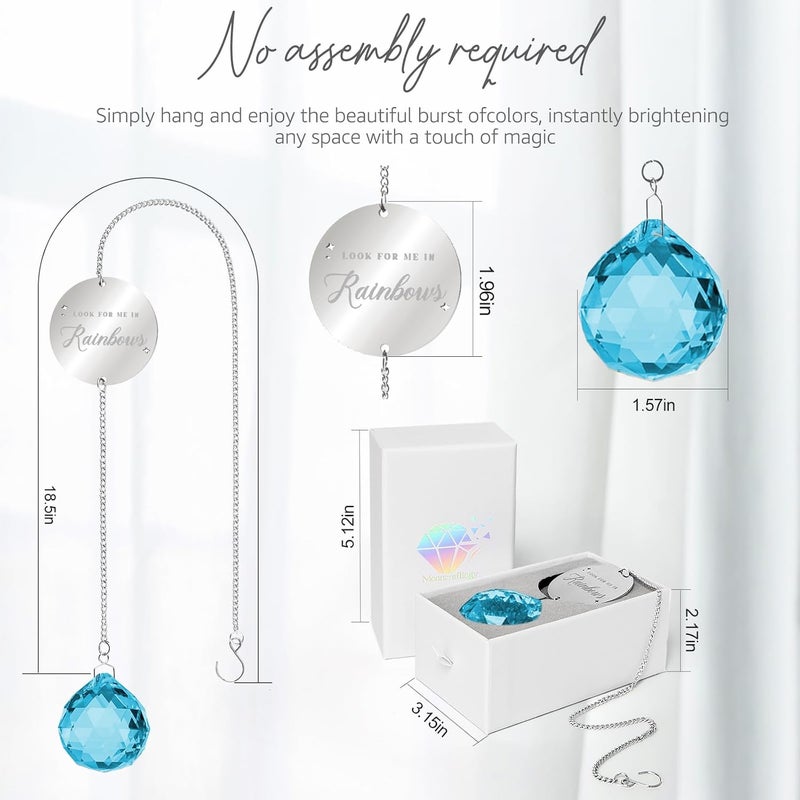 Mooncraftlogy Memorial Gifts for Loss of Loved One, Unique Sympathy Gift Idea Sky Blue Crystal Ball Window Suncatcher, Rainbow Bereavement Grief Gift Box for Loss of Mother Father Husband Son Daughter Dog - Image 5