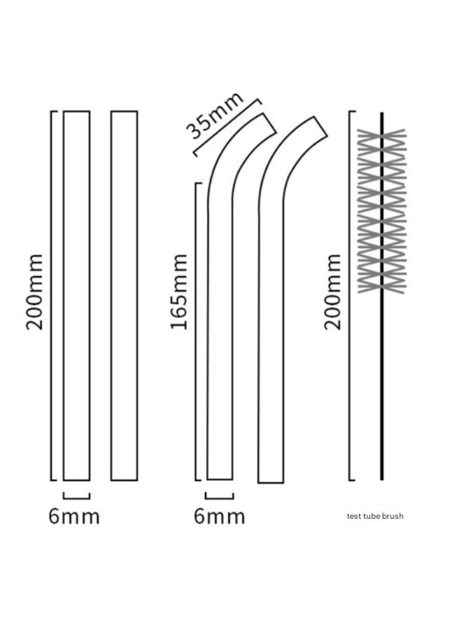 4-Piece Small Glass Straw Set, Clear Reusable Straight and Bent Straws, Minimalist Juice Milk Water Drinking Straws with Cleaning Brush, 2 Straight 200mm and 2 Bent 200mm, Eco-Friendly and Durable - Image 4