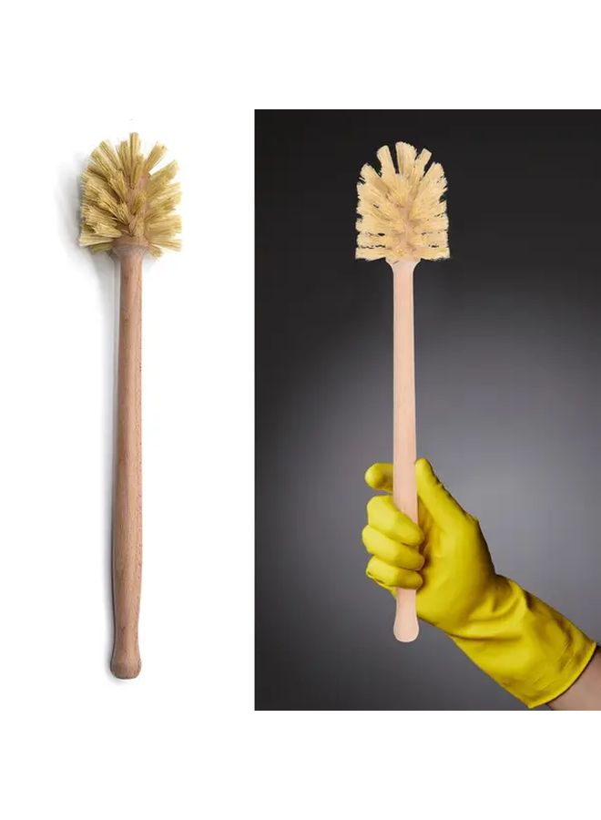 فرشاة المرحاض فرشاة حوض الاستحمام الخشبية مع مقبض طويل فرشاة الحمام المرنة - Image 4