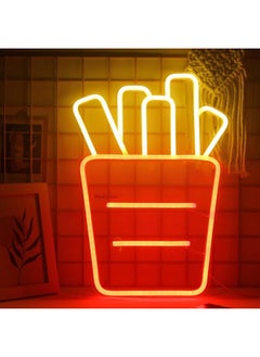 French Fries Neon Signs Led Neon Sign Acrylic Neon Light For Business Food Red Neon Sign Wall Art For Bedrooms Kitchen Dining Cars Restaurants Party Decoration, 25X50 Cm