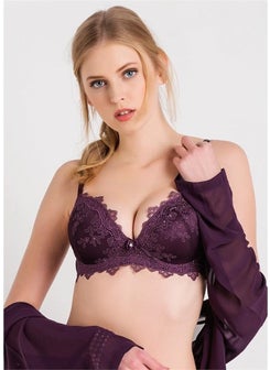 Magic Form 4592 Embroidered Lace Sponge Bra - Plum  - Image 1