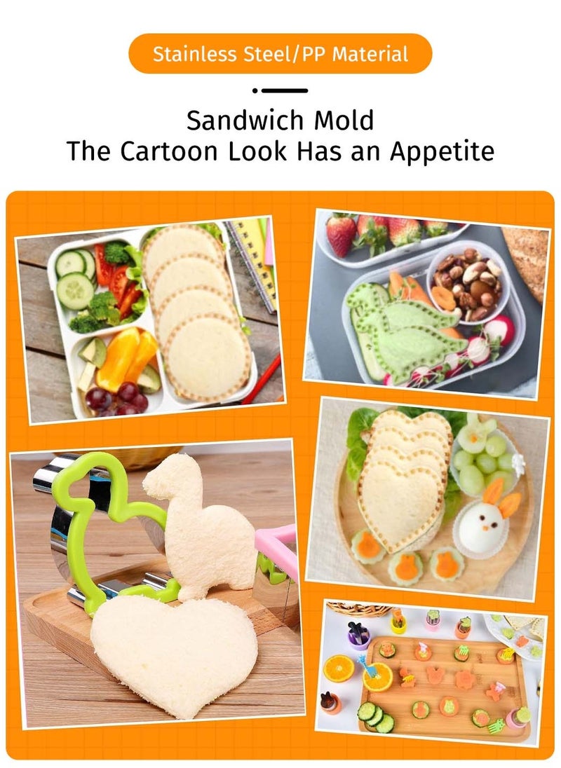 LEOKOR - 42 Pcs Sandwich Cookie Cutters Set,Food Grade Stainless Steel Cutter Set With Different Shapes, DIY Sandwich Mold Cutters Lunch Box Mold for Kids - Image 1