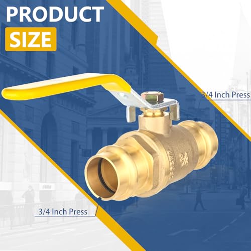 GUOFIS 34Inch Copper Press X Press Ball Valve for Copper TubingBrass Full Port Water Stop Shut Off Ball Valve14 Turn with EPDM OringPack of 2VALVE2432Pack - Image 3