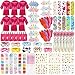 Suhine 6 Sets Girls Spa Birthady Party Supplies Birthday Print Satin Robe Tote Bags Spa Kit Nail Salon KitRose Red - Image 3