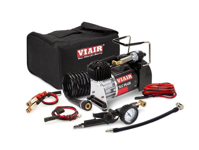 طقم ضاغط الهواء الأوتوماتيكي المحمول VIAIR TLC PLUS لضخ الإطارات للطرق الوعرة RV الدراجة السيارات ضغط يصل إلى 31 متوافق مع الإطارات بدون أنبوب 120 PSI مصنّف 00190