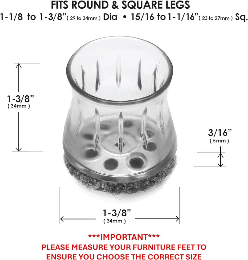 Slipstick GorillaOutdoor Berber Furniture Feet Pads with Clear Sleeve Sock, Weatherproof Outdoor Furniture Floor Protector Sliders (Universal Medium x 16) - Image 4