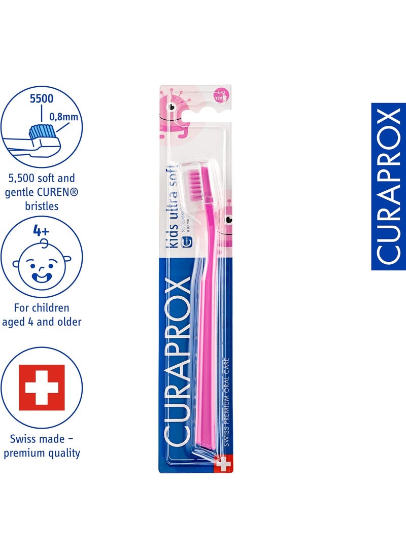 CURAPROX Ultra-Soft Toothbrush For Kids - Pink - Image 2