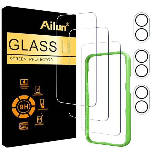 Ailun 3 Pack Screen Protector for iPhone 17 [6.3 inch] + 3 Pack Camera Lens Protector with Installation Frame,Dynamic Island Compatible,Case Friendly Tempered Glass[Not for iPhone 17 Pro/Pro Max/Air] - Image 1