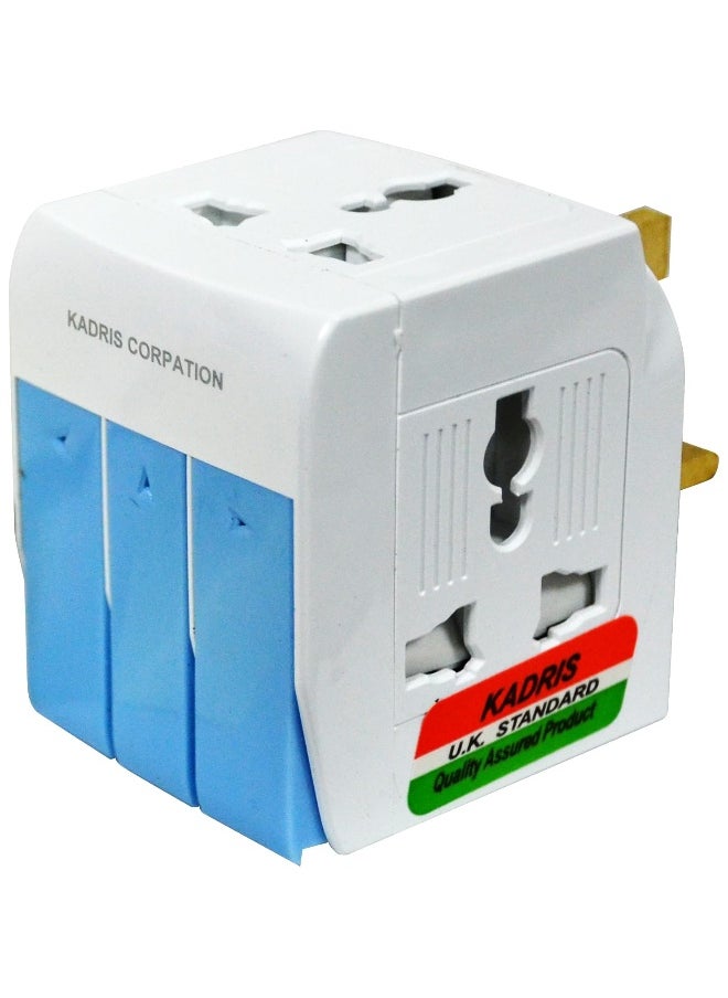 KADRIS - ESMA Approved 3Way British Plug Multi Adapter with Individual Switches, Fused UK Plug Adaptor - Image 1