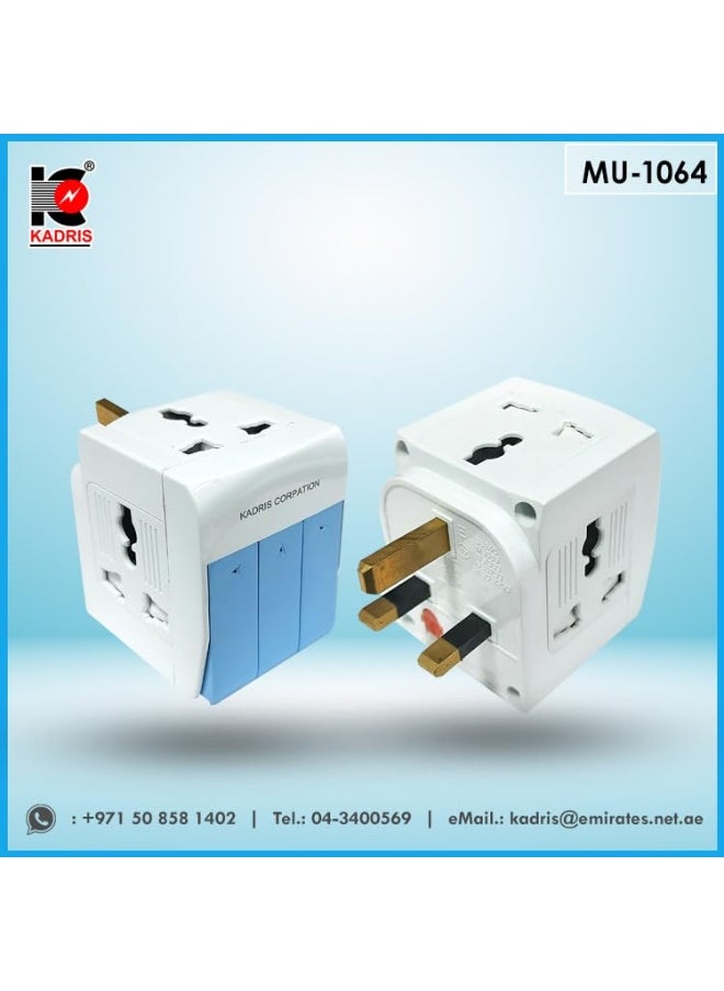 KADRIS - ESMA Approved 3Way British Plug Multi Adapter with Individual Switches, Fused UK Plug Adaptor - Image 1